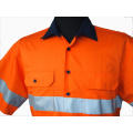 Camisas de manga corta reflectantes de trabajo alta viz naranja.